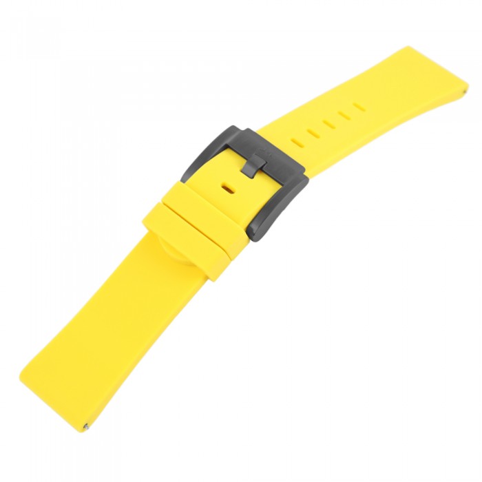 Curea de ceas din silicon TW Steel, galben, catarama neagra, 22 mm