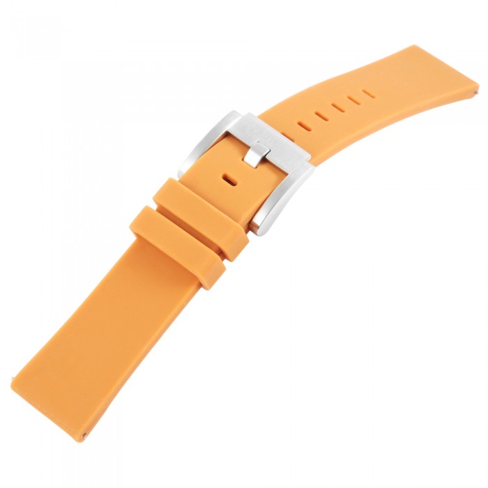 Curea de ceas din silicon TW Steel, portocaliu, catarama argintie, 22 mm