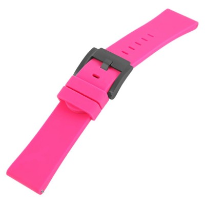 Curea de ceas din silicon TW Steel, roz, catarama neagra, 22 mm